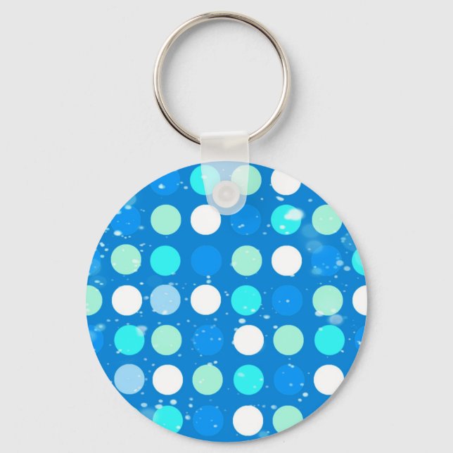 Porte-clés Coo big blue, blanc, light blue polka dots (Recto)