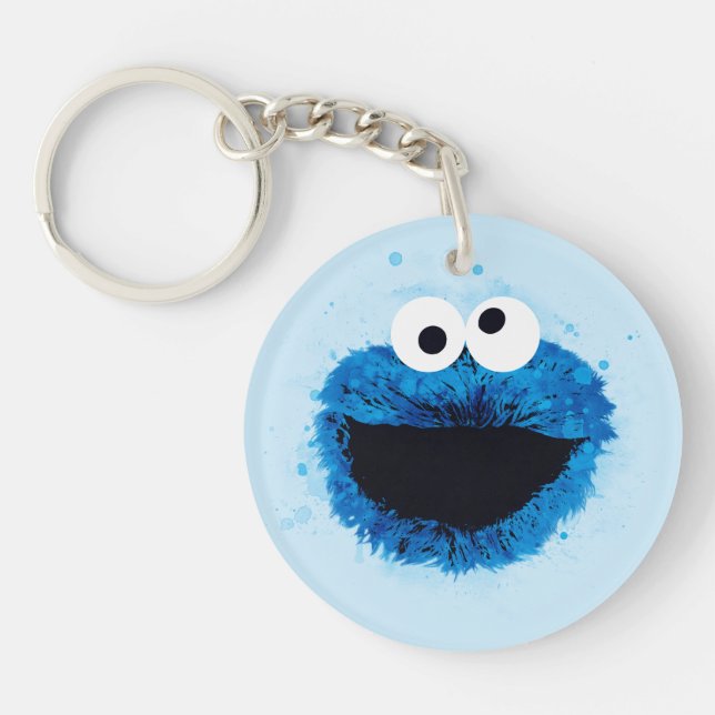 Porte-clés Cookie Monster | Tendance de l'aquarelle (Devant)