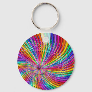 Porte-clés Cool Abstrait mignon "Rainbow Swirl"
