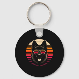 Porte-clés Cool allemand berger chien retro Sunset Art Style