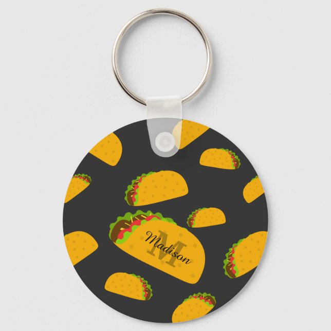 Porte-clés Cool and fun yummy taco pattern Monogram (Recto)