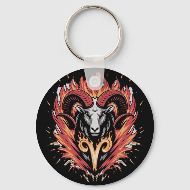 Porte-clés Cool Aries en feu Zodiac Astologie design (Recto)