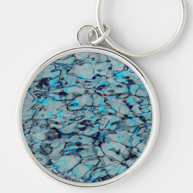 Porte-clés Cool, art numérique moderne d'aquarelle bleue (Devant)