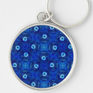 Porte-clés Cool, art numérique moderne de bleu mauvais oeil m