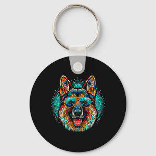 Porte-clés Cool berger allemand chien mosaïque Art Style Chri