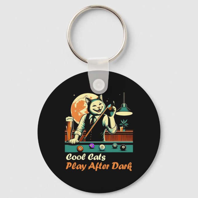 Porte-clés Cool Billiard Jouer Kitty Cat (Recto)