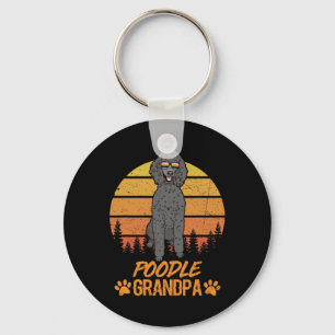 Porte-clés Cool Black Standard Poodle Chien Grandpa Fête des