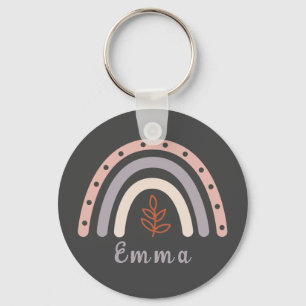 Porte-clés Cool Boho Rainbow avec nom personnalisé