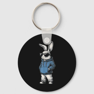 Porte-clés Cool Bunny Face Sungles Rabbit Joyeux Jour de Pâqu