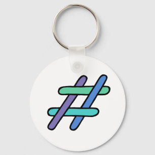 Porte-clés Cool Coloré # Hashtag Blue Green Social Media