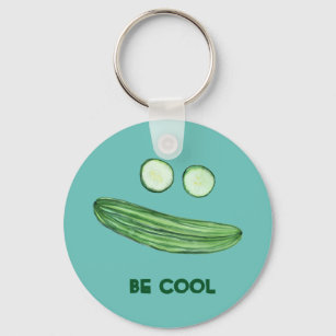 Porte-clés Cool comme Concombre "BE COOL" Funny Watercolor Fa