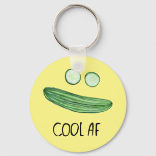 Porte-clés Cool comme Concombre "Cool AF" Funny Watercolor Fa