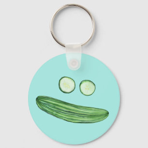 Porte-clés Cool comme concombre drôle d'aquarelle Veggie visa