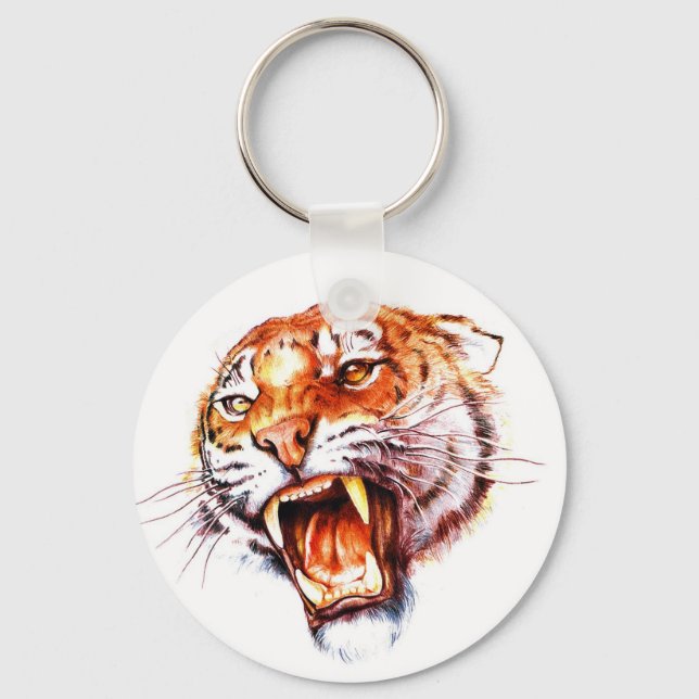 Porte-clés Cool dessin animé symbole tatouage tête de tigre r (Recto)