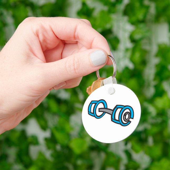 Porte-clés Cool Dumbbell Fitness Blue and Grey Graphisme (Créateur téléchargé)