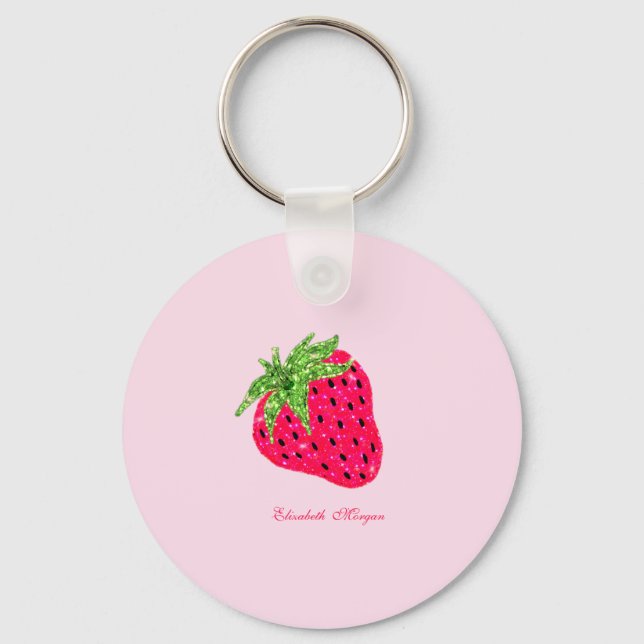 Porte-clés Cool Glitter Strawberry  (Recto)