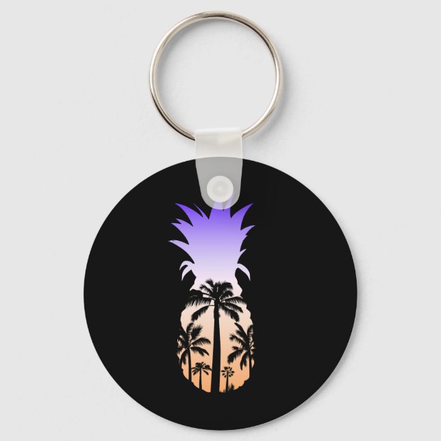 Porte-clés Cool Graphic Pineapple Sunset Palm Tree Beach (Recto)
