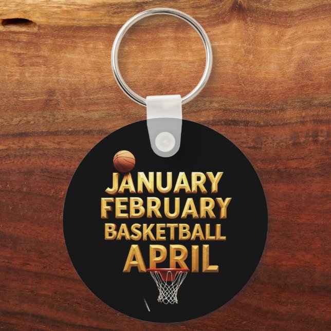 Porte-clés Cool Janvier Février Basketball Avril Designs (Recto)