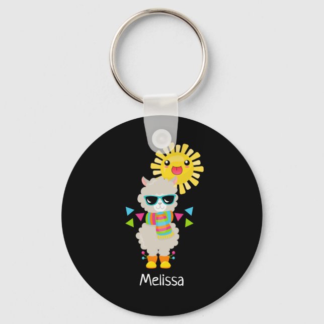 Porte-clés Cool Llama et souriant Kawaii Sun (Recto)