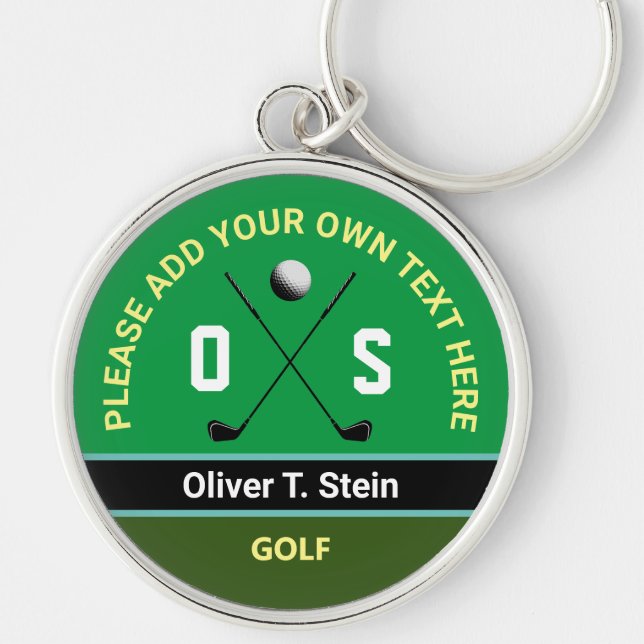 Porte-clés cool modern green golfer name (Devant)
