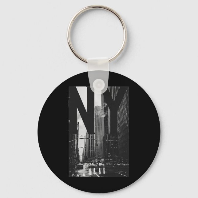 Porte-clés Cool New York City Abstract Skyline, Black &amp; W (Recto)