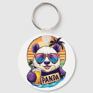 Porte-clés Cool Panda : Retro Summer & Beer Vibes