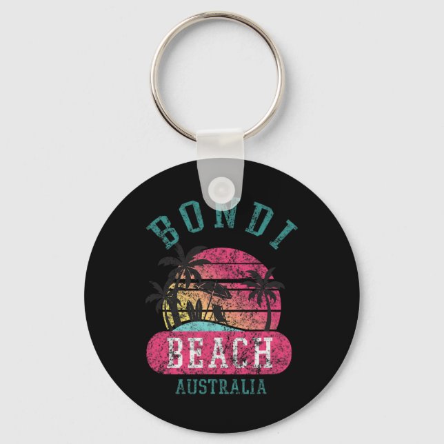 Porte-clés Cool Rétro Bondi Beach Australie Plages Distresse (Recto)