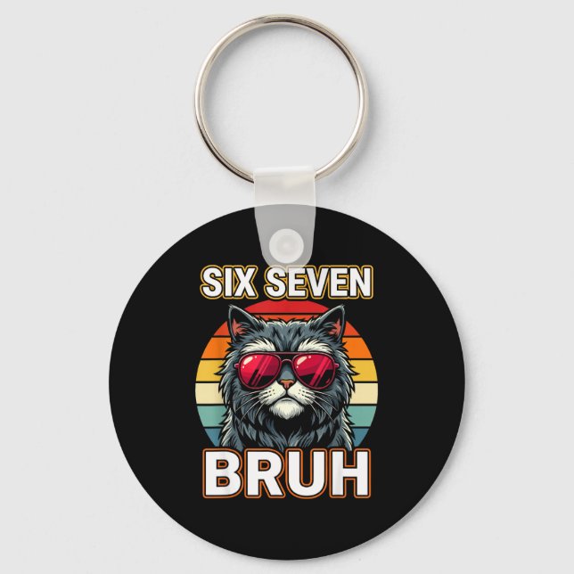 Porte-clés Cool Retro Six Seven Bruh Cat Sungles Meme 67  (Recto)