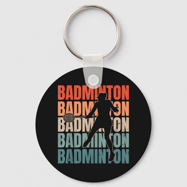 Porte-clés Cool Retro Texte Silhouette Badminton (Recto)