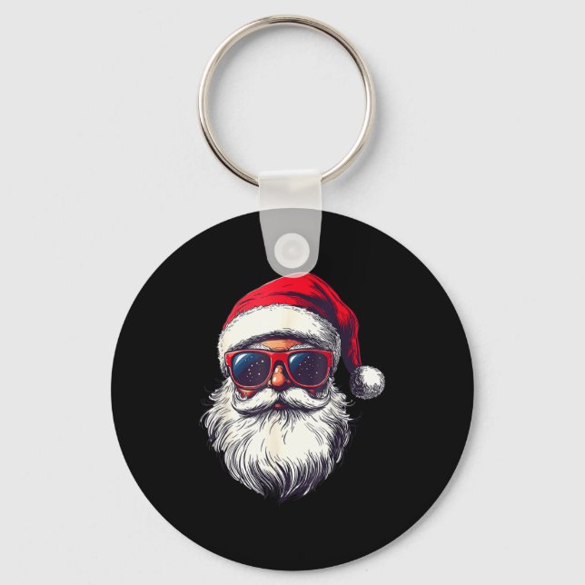 Porte-clés Cool Santa Claus Face Retro Sungles Christmas Men  (Recto)