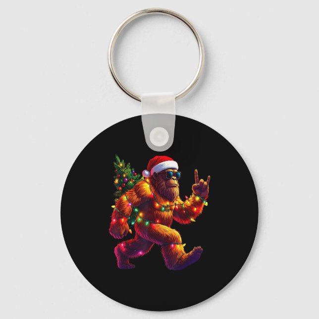 Porte-clés Cool Santa Hat Bigfoot Christmas Lights Festive Ho (Recto)