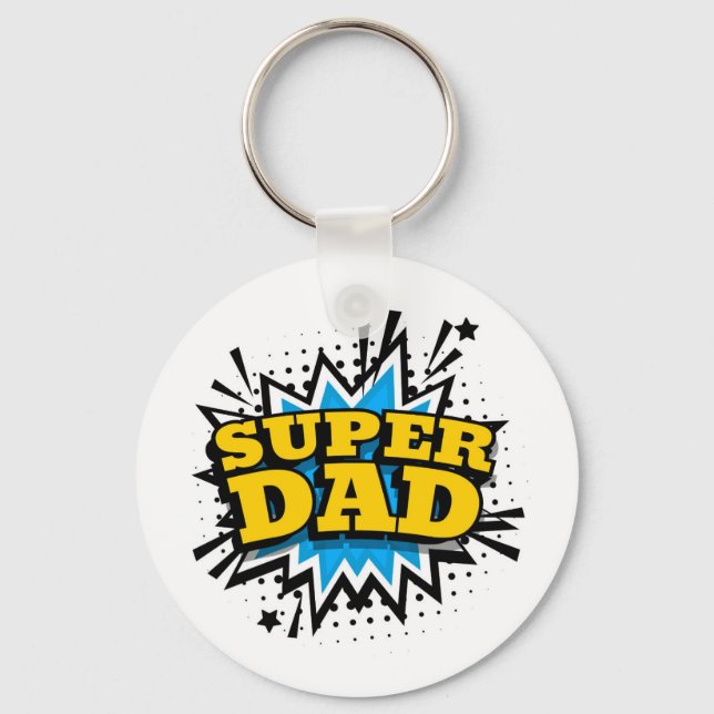 Porte-clés Cool Super Dad Blue Black Yellow White (Recto)