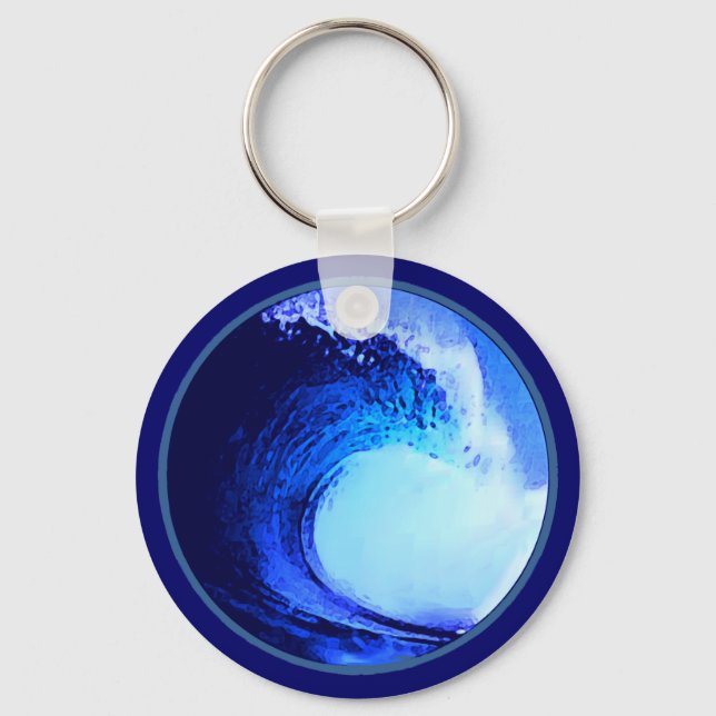 Porte-clés cool surf style blue wave (Front)