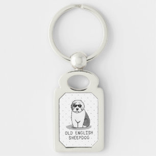 Porte-clés Cool Vieux Chien à mouton anglais (Grey 1) Mignonn