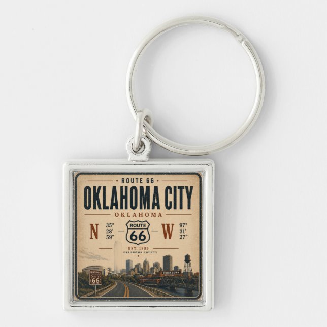 Porte-clés Coordonnées de la Route 66 à Oklahoma City (Devant)