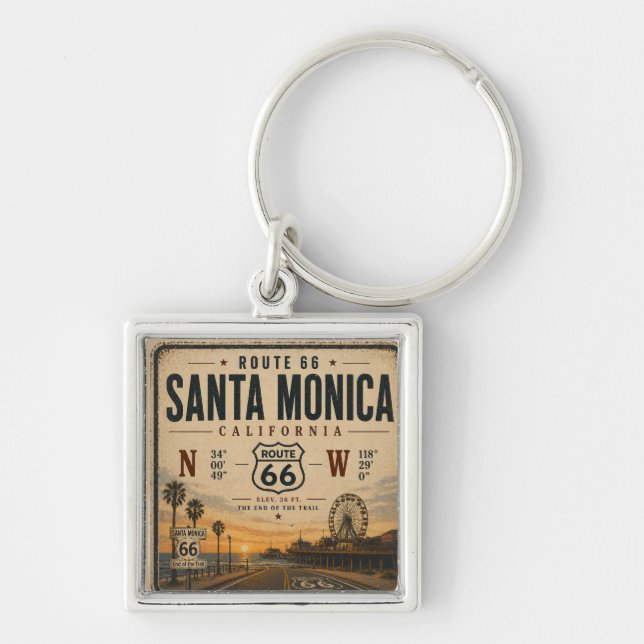 Porte-clés Coordonnées du terminus de Santa Monica (Devant)