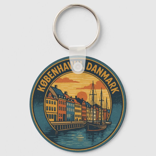Porte-clés Copenhague port de Nyhavn (Recto)