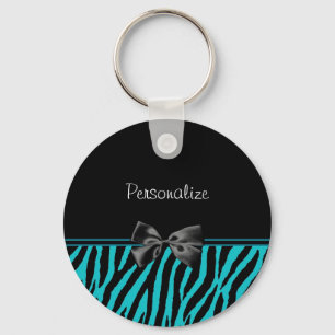 Porte-clés Copie noire et turquoise à la mode de zèbre avec