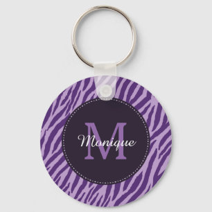 Porte-clés Copie pourpre élégante de zèbre avec le monogra