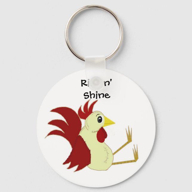 Porte-clés Coq assis drôle (Recto)