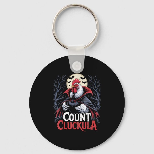 Porte-clés Coq compte Cluckula drôle Halloween vampire loin (Recto)
