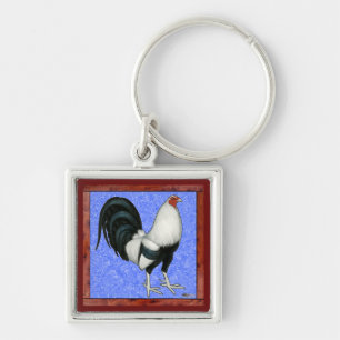 Porte-clés Coq de combat encadré