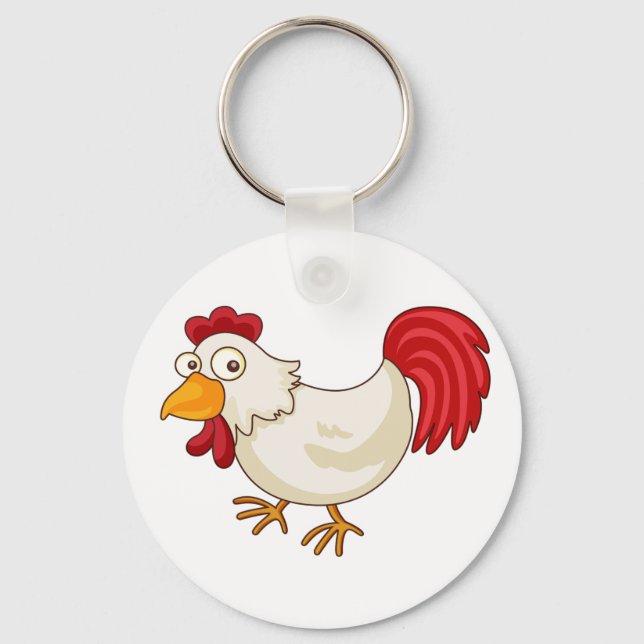 Porte-clés Coq de dessin animé poule blanche (Recto)