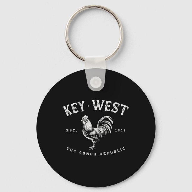 Porte-clés Coq de Key West drôle Poulet Lever de soleil Pêche (Recto)