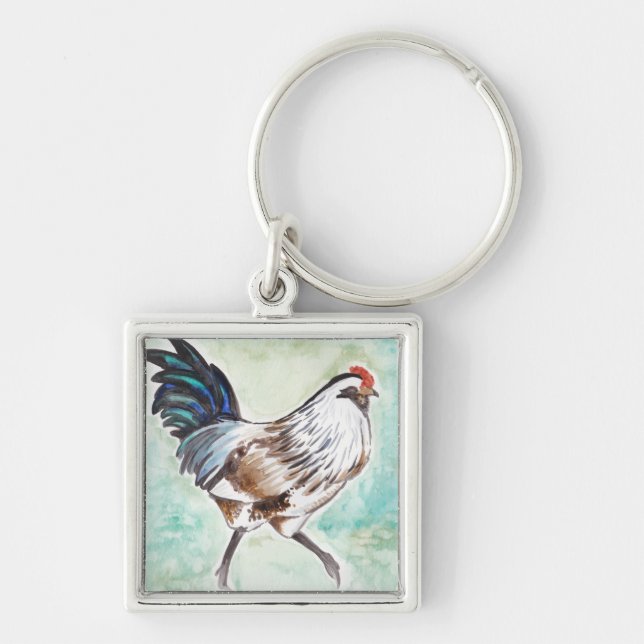 Porte-clés Coq de Pâques Egger d'aquarelle (Devant)