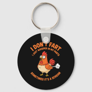Porte-clés Coq drôle de poulet, je ne péte pas, je chuchote d