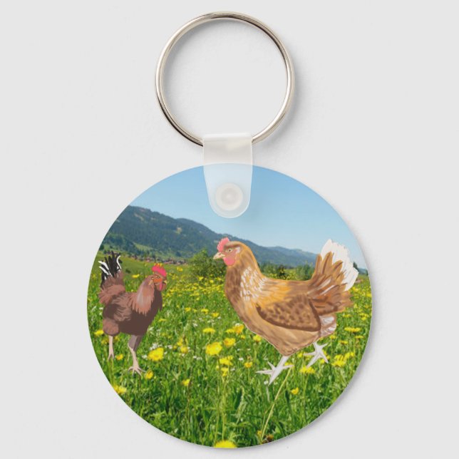 Porte-clés Coq et Poule 1  (Recto)