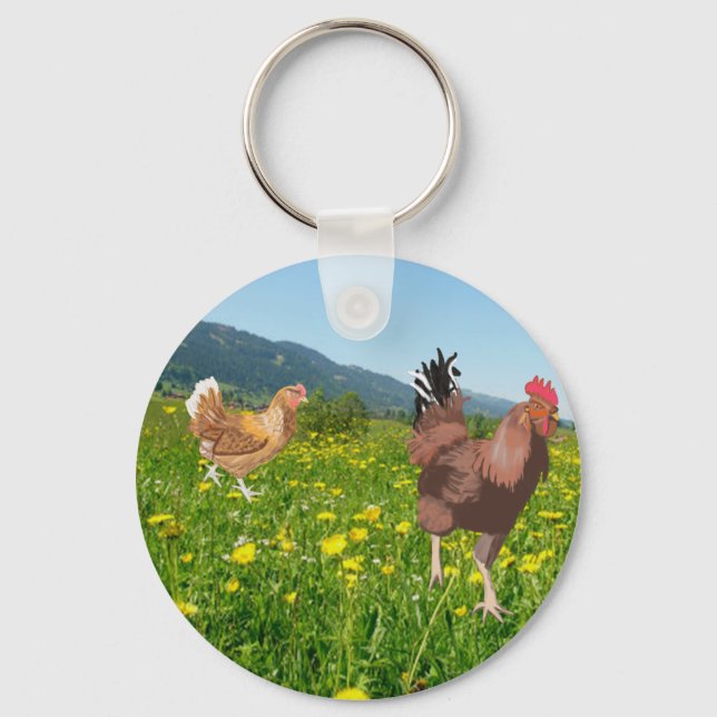 Porte-clés Coq et Poule 3  (Recto)