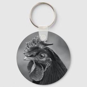 Porte-clés Coq noir et blanc