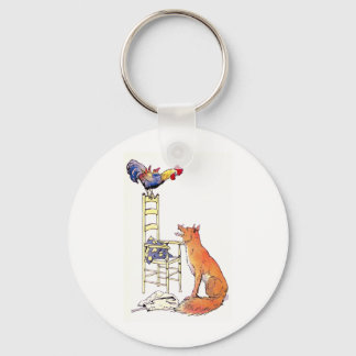 Porte-clés Coq sur chaise regardant vers le bas Fox